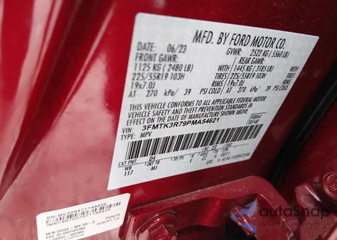 2023 Ford Mustang Mach-E Premium z USA, uszkodzony, nr VIN 3FMTK3R79PMA54621